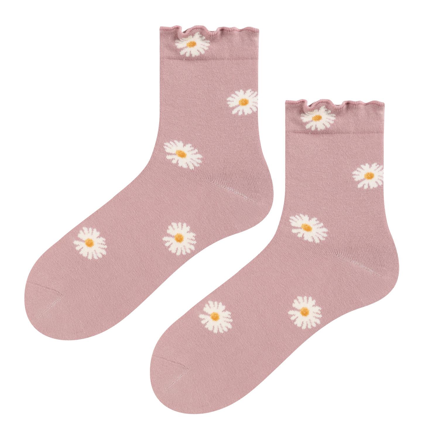 

Носки Летние Тонкие Женские Носки Лолиты Носки Мягкой Девушки Гребенной Хлопок Женские Носки Маленькая Ромашка Деревянное Кружево Средней Длины 1 pair светло-фиолетовый