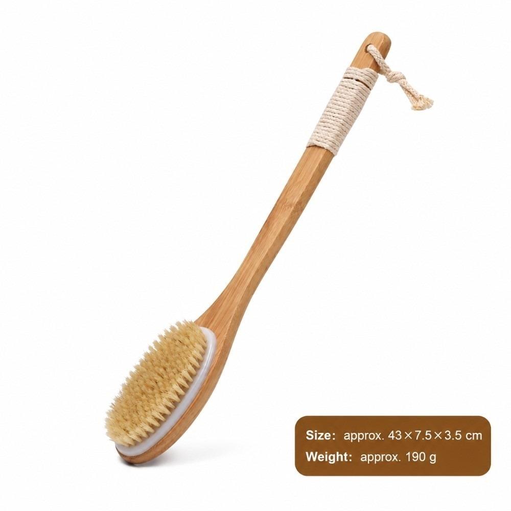 Wooden Handle Shower Scrubber Brush Boar Bristle Back Exfoliating Brush Bath Body Brush  Spa Use