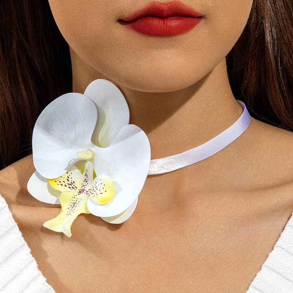 Charm Phalaenopsis Collarbone Chain High-end Flower Choker Exquisite Flower Necklace for Gifts
