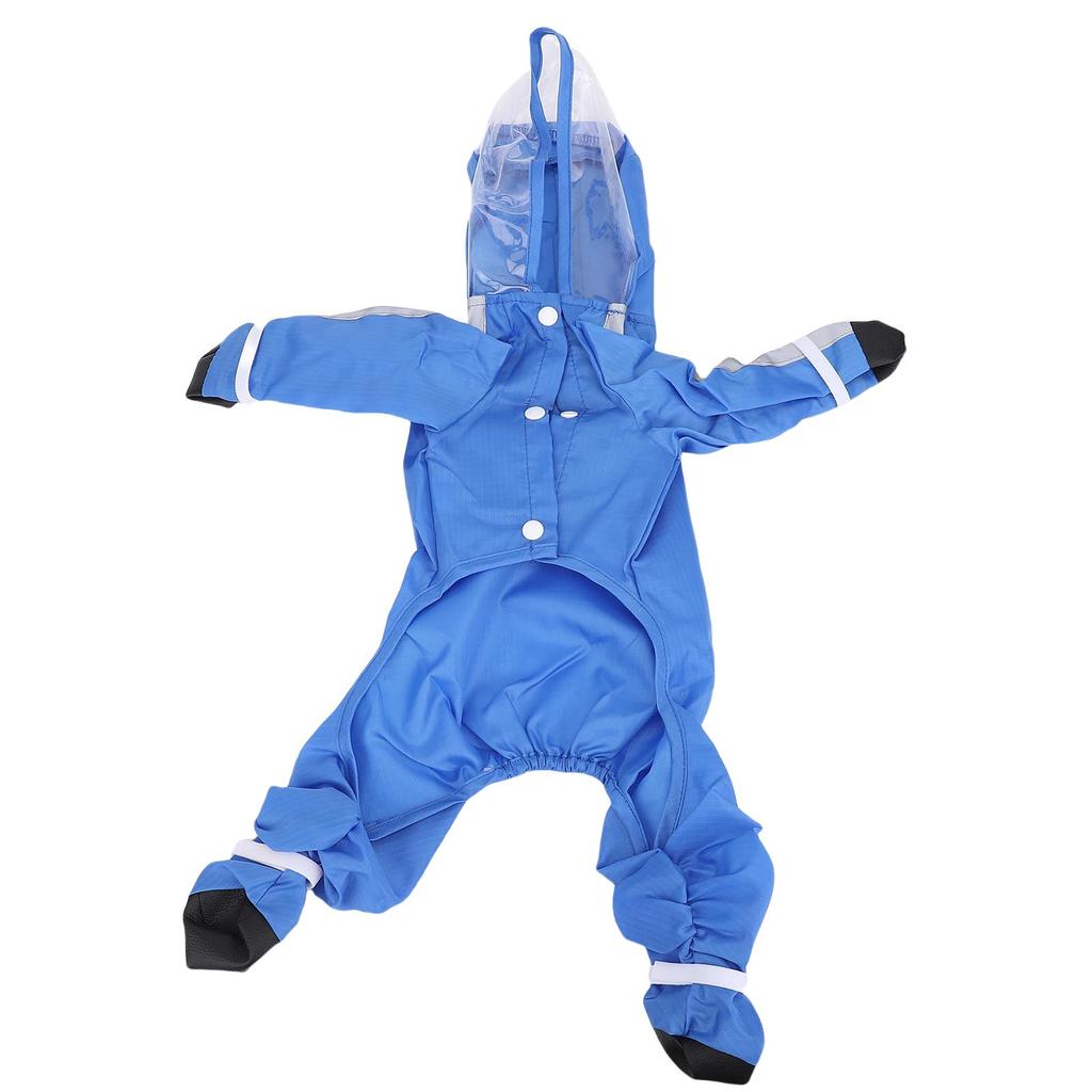 Hund Regenmantel mit Kapuze Modisch Wasserdicht 4 Beine Hunde Regenjacke Slicker für Welpen Kleine Haustiere Blau S