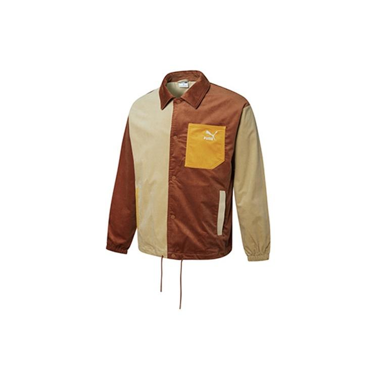 PUMA Cord Coach Jacket corduroy Splicing Woven logo Sports Coffee Men s 534752-17 S