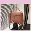 Solid Simple Color Lychee Texture Embossed Women Single Shoulder Bag Square