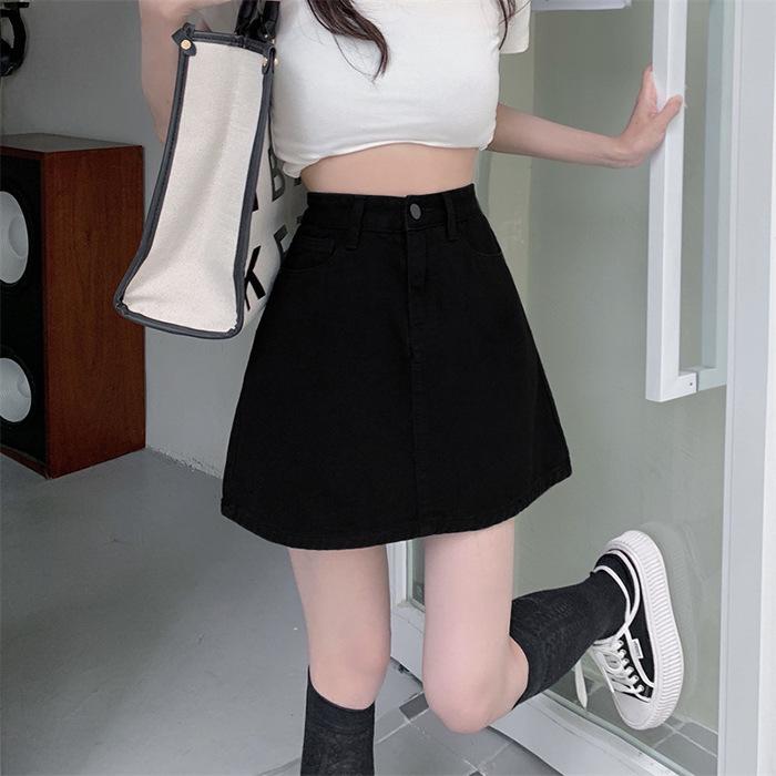 Women's White A-Line High Waist Denim Skirt - Summer 2025 Collection