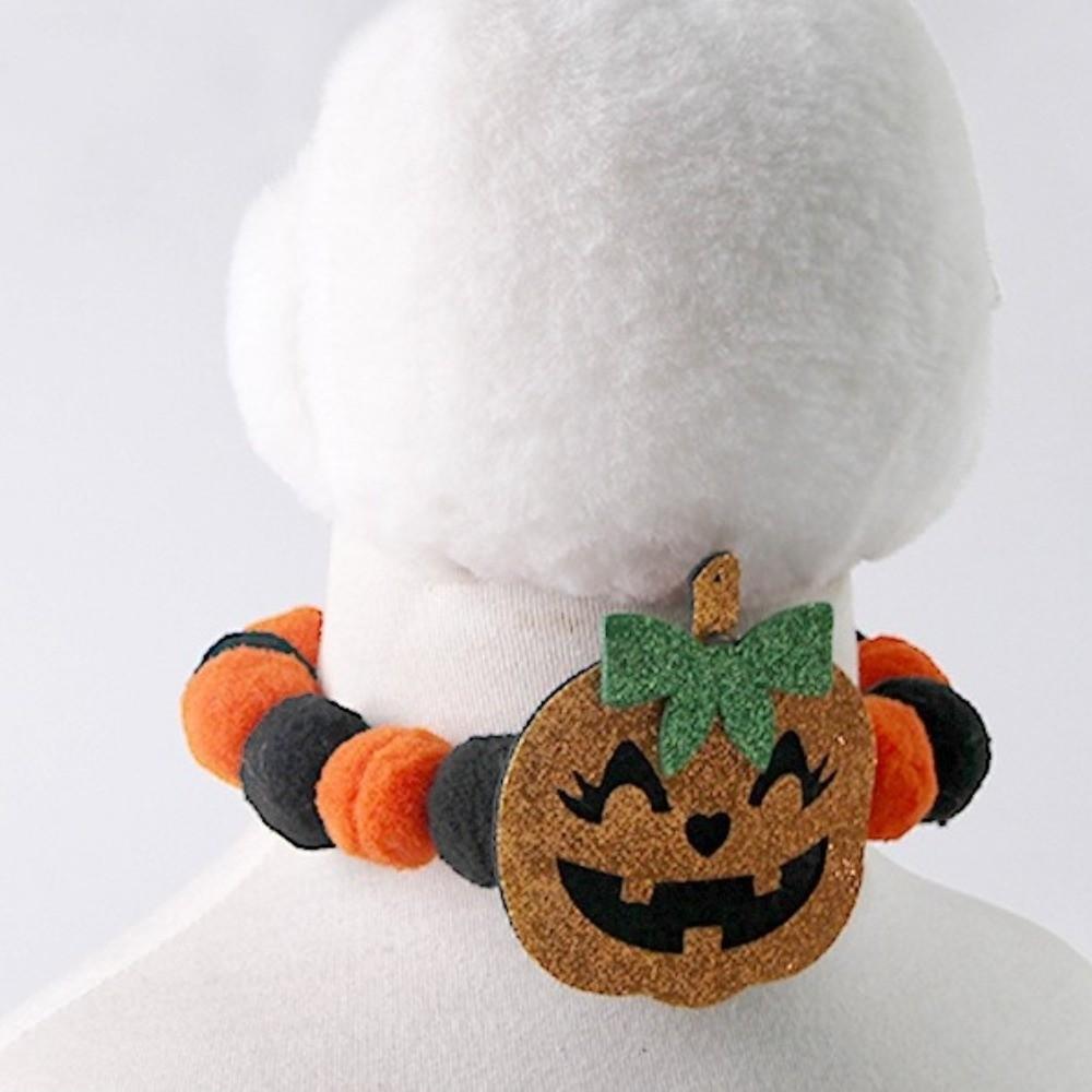 Adjustable Rope Orange Dog Collar Soft Cat Collar Cute Halloween Pet Collar Party