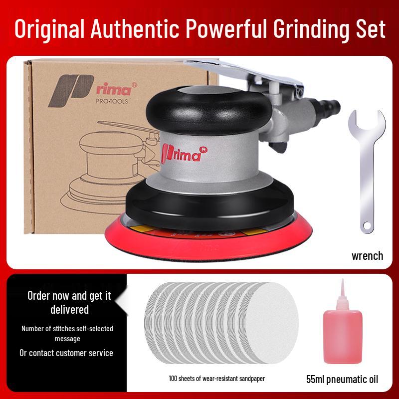 Taiwan Industrial-Grade Pneumatic Grinder with Dust Extraction and Round Sandpaper.