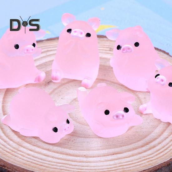 6ks Poutavé prase Socha Ornament Carving Technology Cute Glow Pig Mini Portrait Mini Fairy Garden Landscape