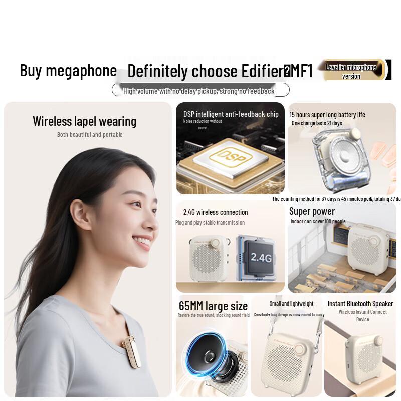 EDIFIER MF1 2.4G Wireless Clip-on Voice Amplifier CN plug (adapter included)
