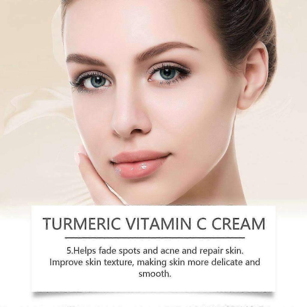 Crème hydratante et réparatrice pour le visage Curcuma + Vitamine C Éclat, Anti-âge et hydratante avec aloès vera, huile de menthe poivrée et hyalu