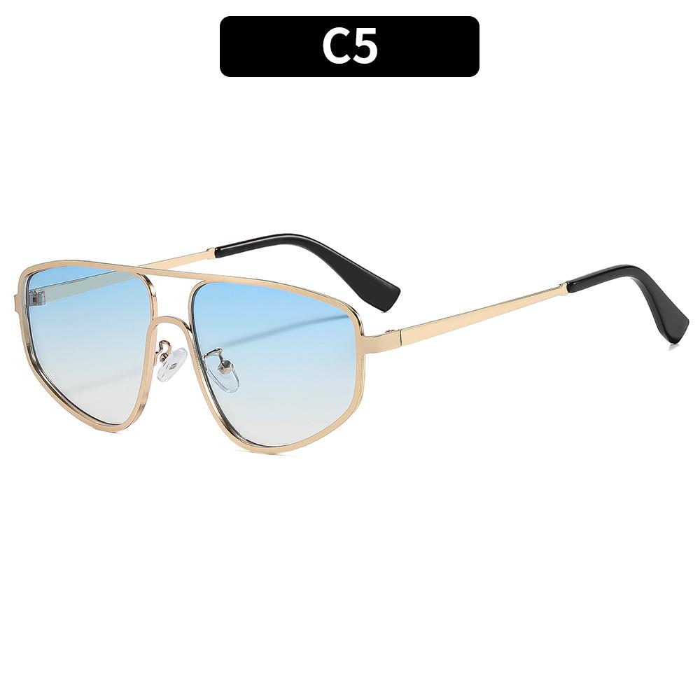 European and American fashion new double-beam metal retro sunglasses, personalized versatile street sunglasses, high-end trendy glasses