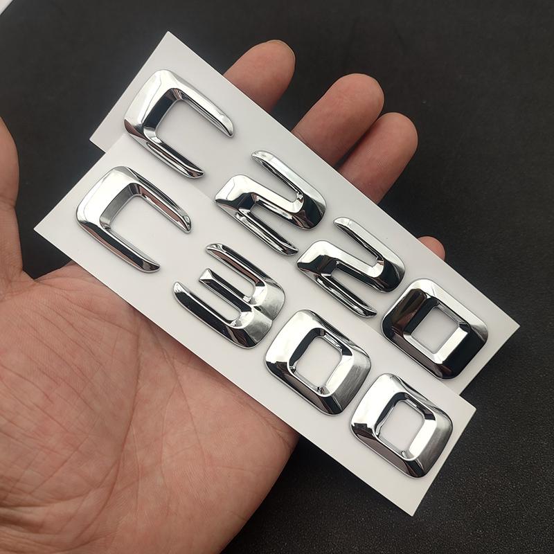 3D ABS Chrome Car Rear Trunk Emblem Badge Letters C180 C200 C220 C250 C300 C350 4MATIC Logo For W205 W204 Accessories