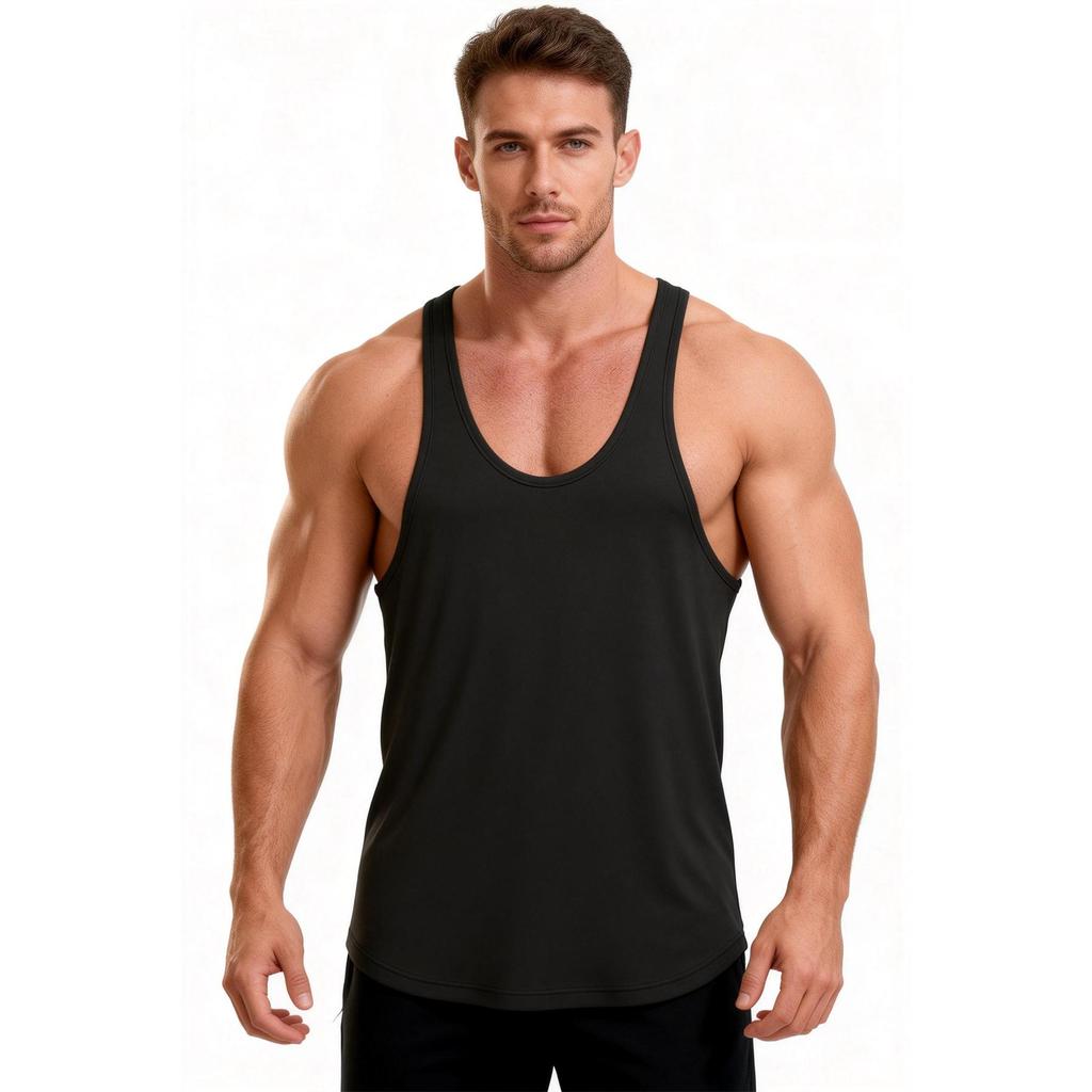 Sommer Mænds Y-ryg Muskel Tanktoppe Hurtigtørrende Ærmeløs Træningsskjorte til Fitness Bodybuilding Træning Stringer Vest