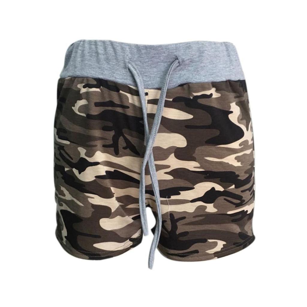 Summer Women Printing Workout Shorts Loungewear Elastic Waist Comfy Drawstring