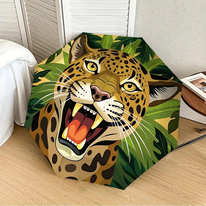 

1PC Jaguar Print Automatic 8-Bone Folding Umbrella - Durable Polyester & Iron Frame,Userfriendly Operation y250929146