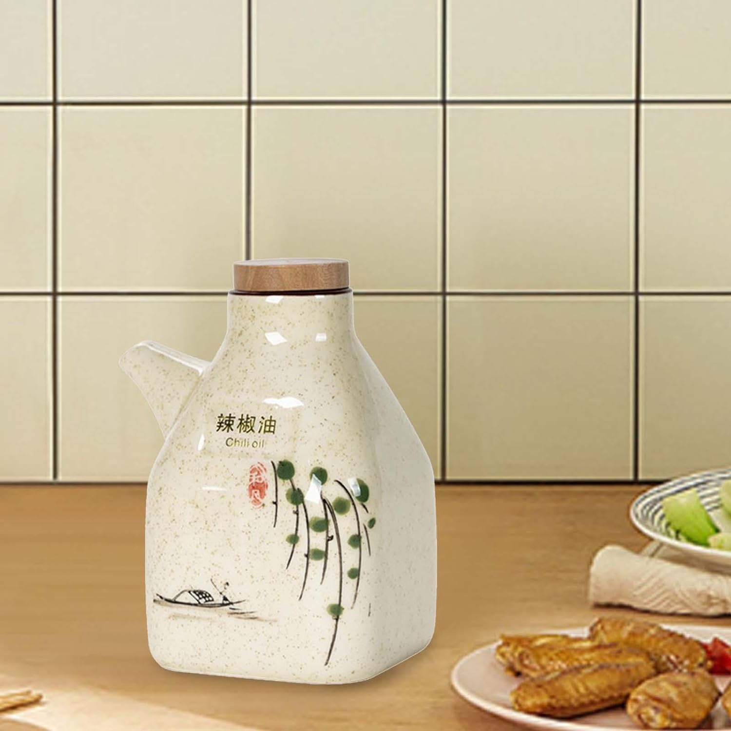 

Ceramic soy sauce dispenser, Japanese vinegar dispenser, liquid seasoning pouring pot, vinegar