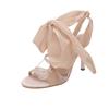 Fashion Women's Fashion Stiletto Sandals Summer New Round Head Fabric Cross Thin Strap Strap Anti-slip Wear-resistant High Heels