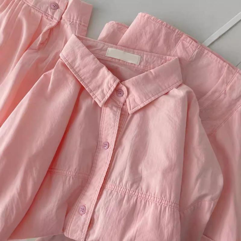 Fashion Loose Long Sleeved Cotton Shirt Jacket Women's Spring and Autumn New Thin Casual Simple Office Back Buttons Blouse Solid Color Sweet Clothing