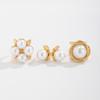 Exaggerated Style Imitation Pearl Ring Set, Fashionable Retro Metal Button Joint Ring Rings