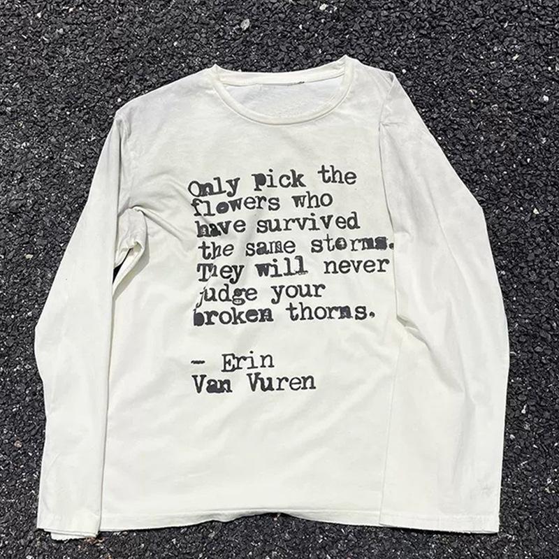 Y2K Street Style Unisex Rundhals Buchstabenprint Langarm T-Shirt