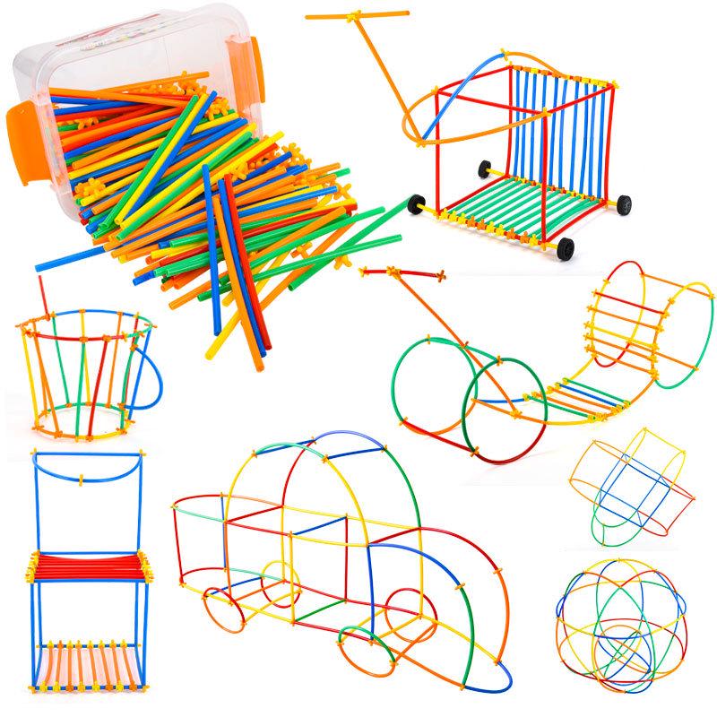 Children's 4D Interlocking Straw Building Blocks for Kindergarten Assembly