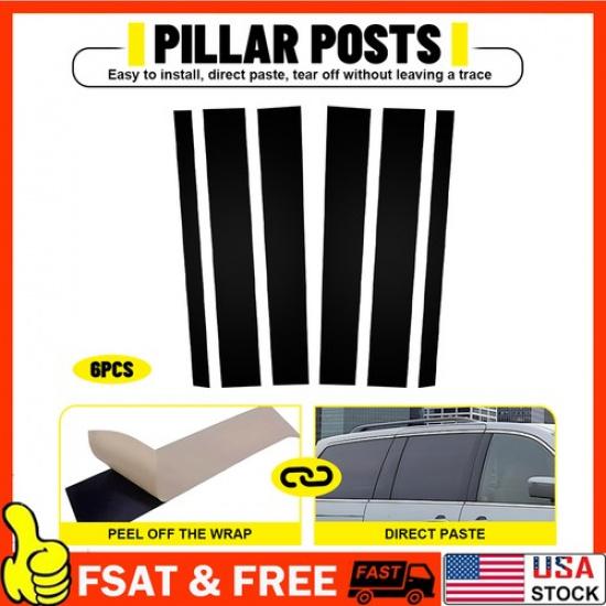 For Honda Odyssey 2005-2010 Black Door Window Trim Cover Panel Pillar Posts B