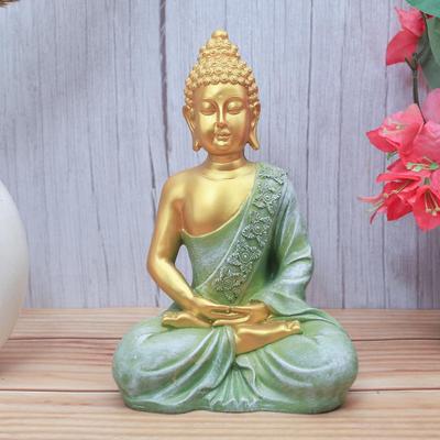 Meditating Buddha/Buddh/Gautam Buddha Statue Lord Figurine/Idol/Murti Gift Items Showpiece for HomeDecor Decoration Gifting (Sea Green - 10 Inch)