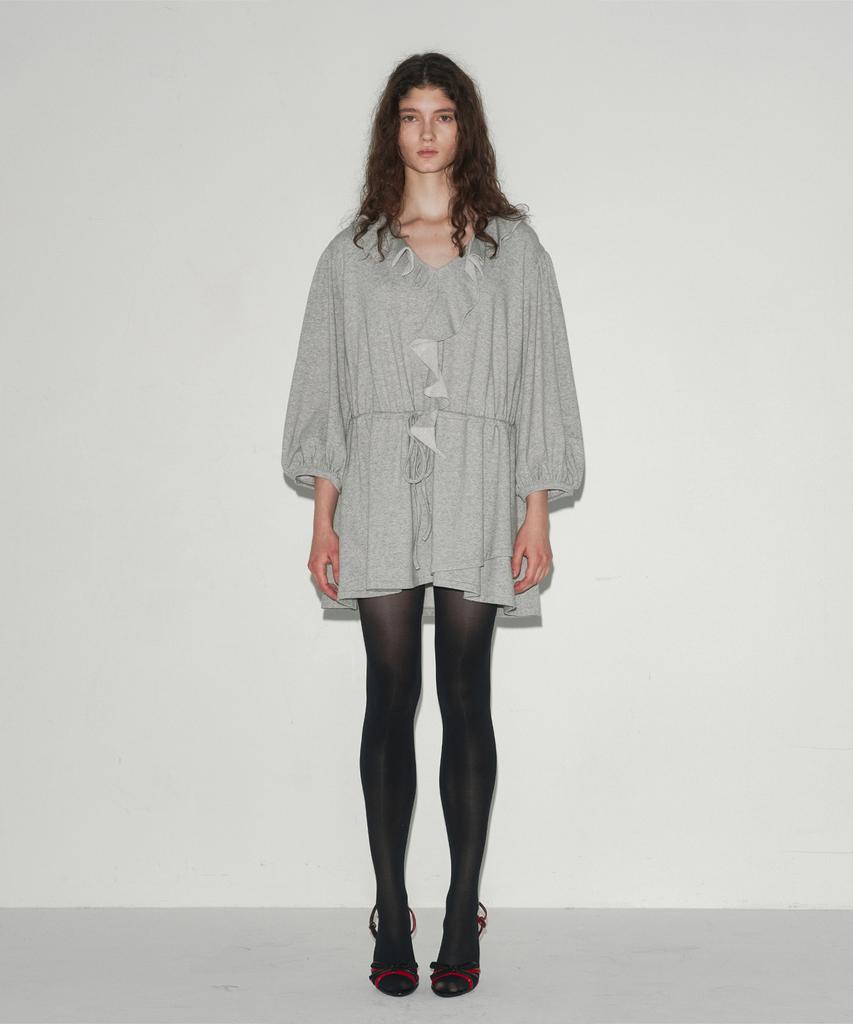SIO Ruffle Puff Minidress Melange Gray