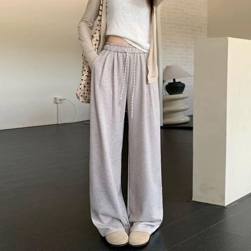 Retro Lazy Wind Glutinous Rice Wide-leg Pants Women's Autumn and Winter New High-waisted Loose Straight Casual Pants Mopping Trousers