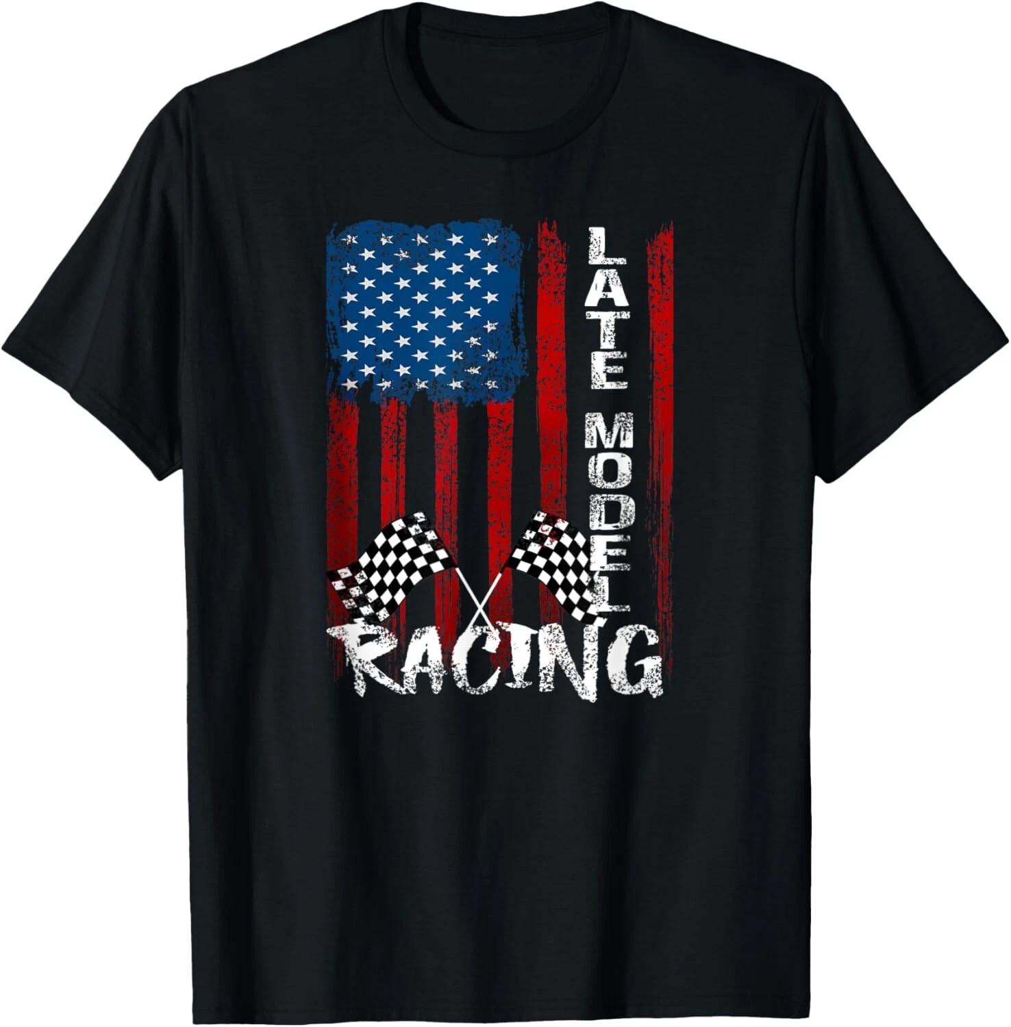 Late Model Racing Dirt Track Race Car American Flag USA Gift Unisex T-Shirt S