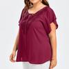 Bluzka damska plus size z dekoltem w serek, rozkloszowanymi rękawami, casualowy top, sukienki damskie plus size, odzież damska plus size, duży rozmiar 4XL 5XL