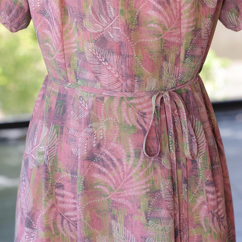 Mom's Modern Floral Short-Sleeve Dress for Middle-Aged and Elderly Women - 2026 Slimming Casual Style