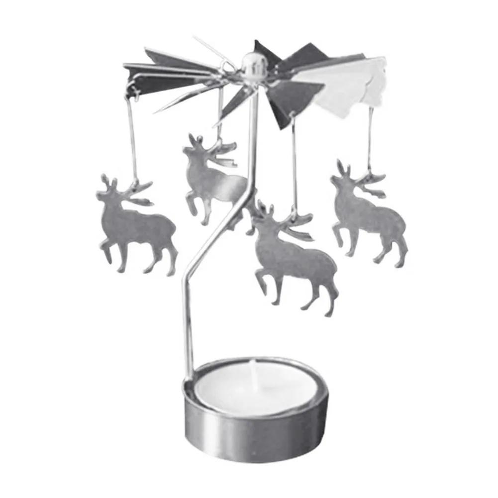 Metal Rotating Spinner Carousel Candle Tea Light Holder Table Rotating Transfer Windmill Decoration Home Elegance Candle Holder