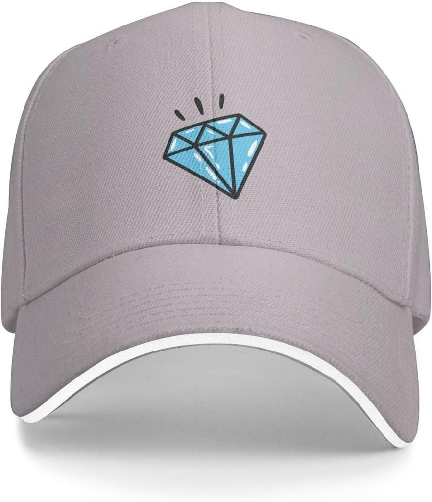 Diamond Print Baseball Cap Polyester Casual Adjustable Sandwich Brim Hat for Adult Unisex