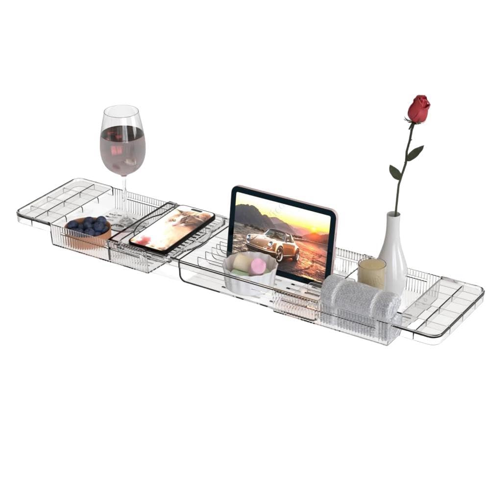 

WXQ Bathtub Tray Telescopic Bathtub Bath Table Telescopic Drainer Silicone Tablet Stand Included Bath Table Bath Tray Telescopic Size Anti-Slip