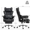 Leathaire Reclining Office Chair with Lumbar Support Pillow - Black