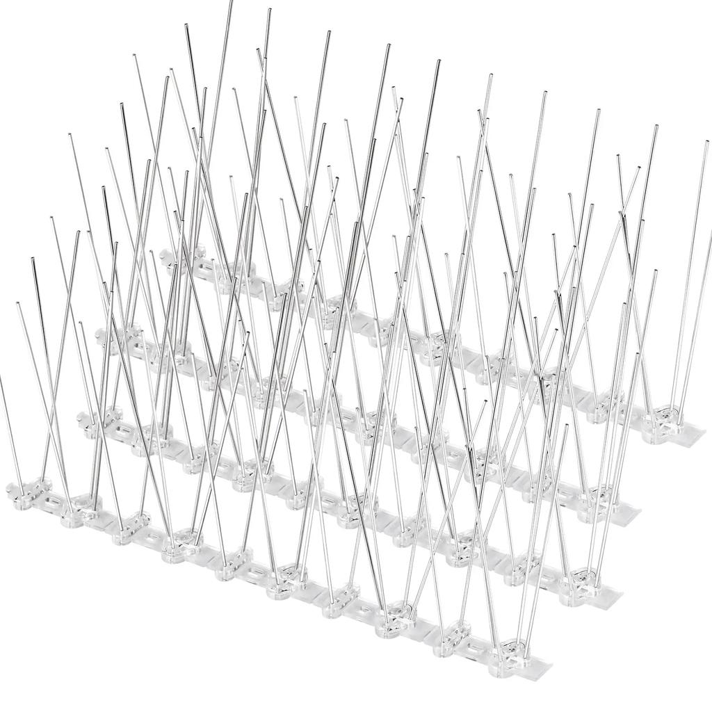 12Pcs Pigeon Spikes Stainless Steel Bird Repeller Set Deterrent Anti Bird Pigeon Squirrel Cats Repellent for Garden Fence Roof