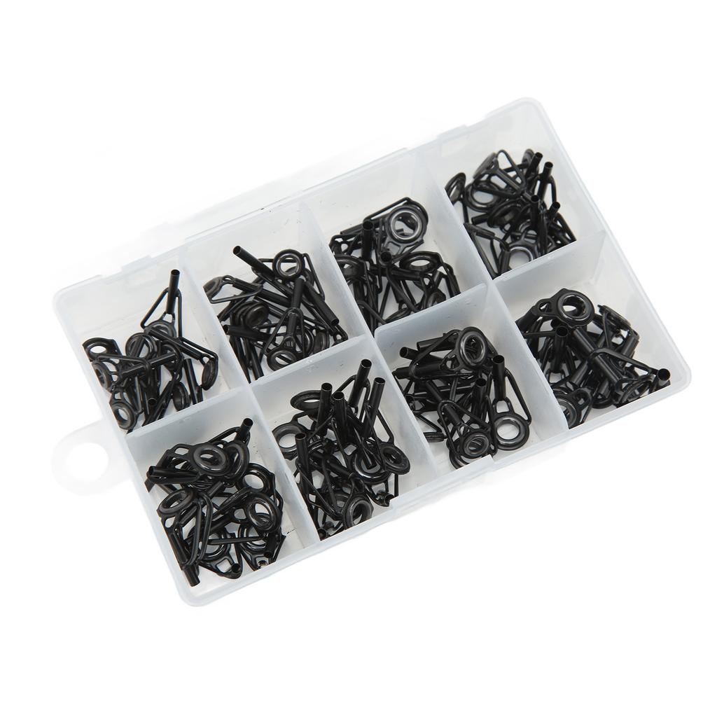 80pcs Ceramic and Stainless Steel Fishing Rod Part Tip Tops Guides Ring Kit Set