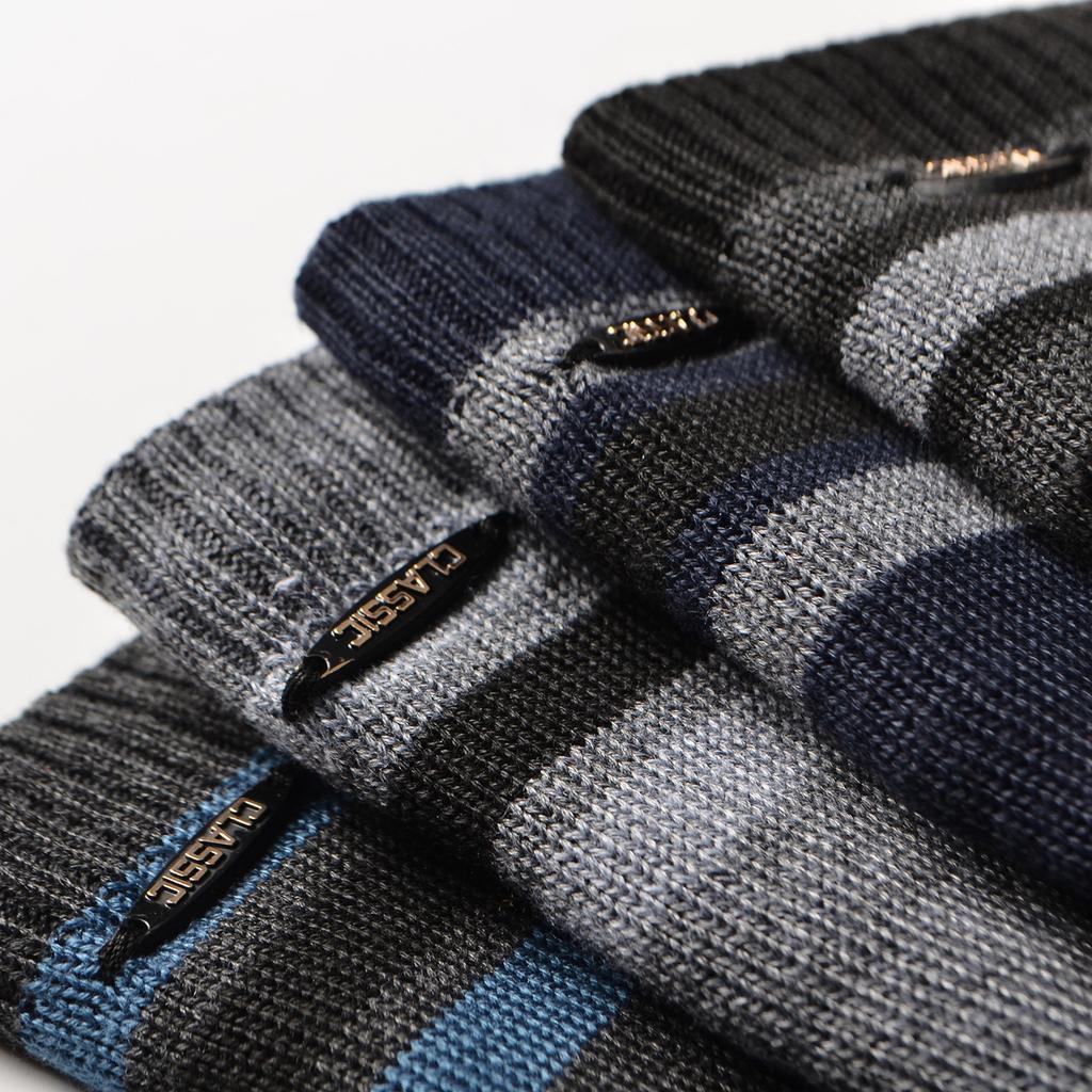 Men's fleece knitted cap with iron standard straight edge wool hat, brimless dome hat, pullover, ski cap