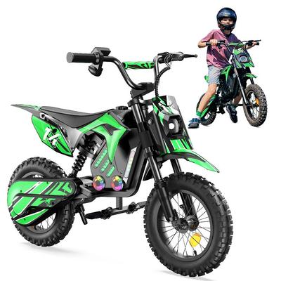 A14 Kids ELECTRIC DIRT BIKE 14 Inch 500W Motor 36V5.2Ah Battery 20-22km Range Shock Absorption, Bluetooth LED Lights