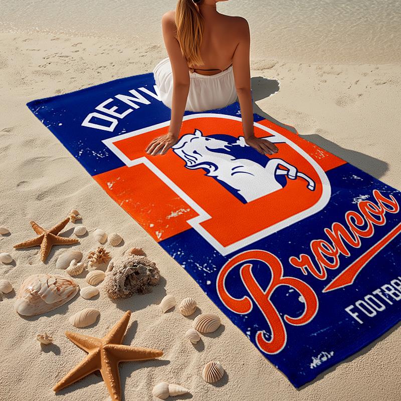 Denver Broncos Logo Microfiber Beach Towel, Lightweight And Quick-Dry, for Summer Travel, Beach Essential, Swimming Pool