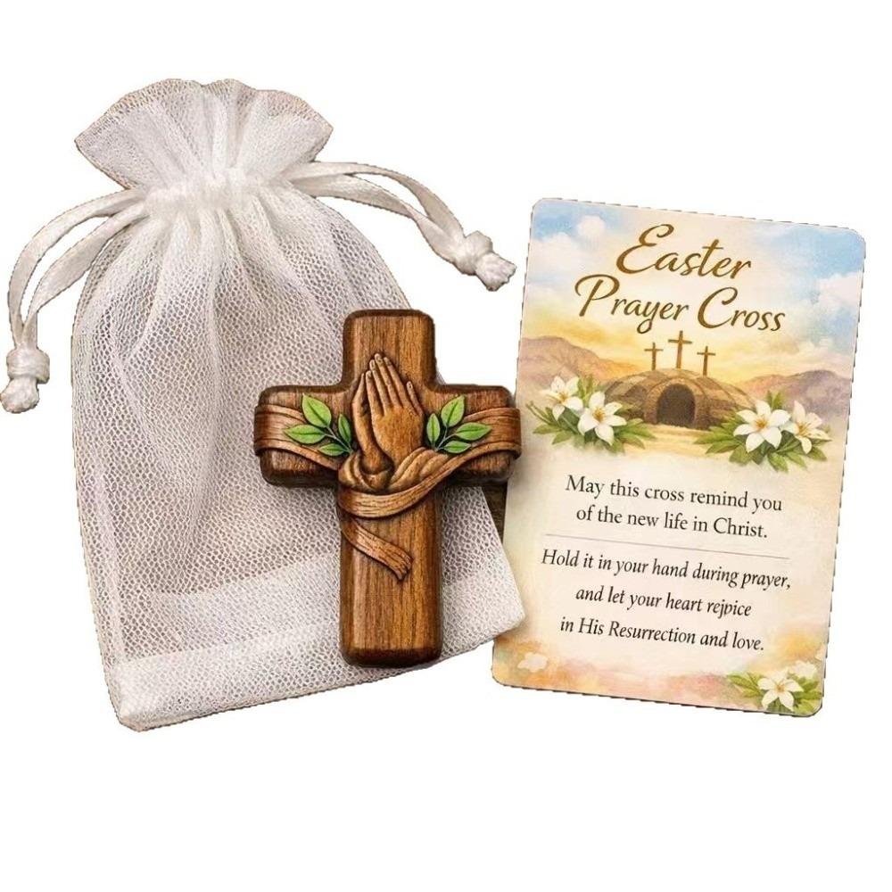 A Pocket-Sized Sanctuary Wooden Pocket with Drawstring Bag with Pouch Pocket-Sized Wooden Pocket Cross Gift DIY Craft Card