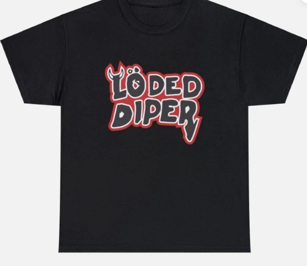 Rock Punk Tops LODED DIAPER Print Crew Neck Short Sleeve Vintage Y2k Fashion Tshirt Casual Loose Streetwear Fans Gift Unisex