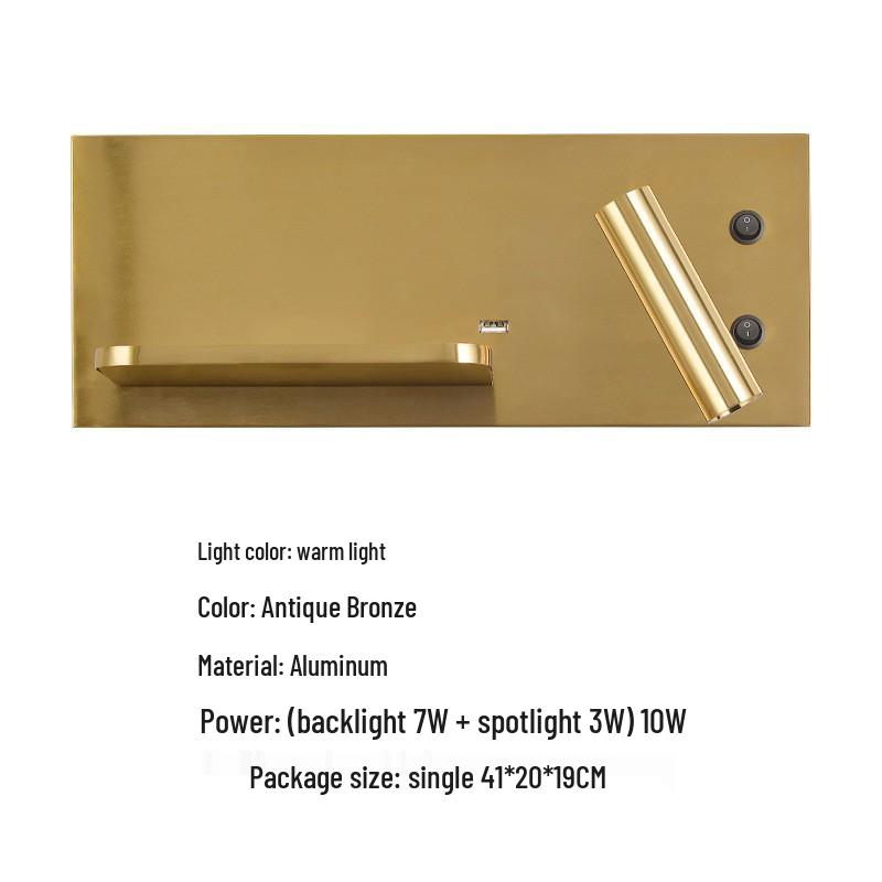 Minimalist LED Bedside Wall Light with Wireless Charger & USB Reading Light