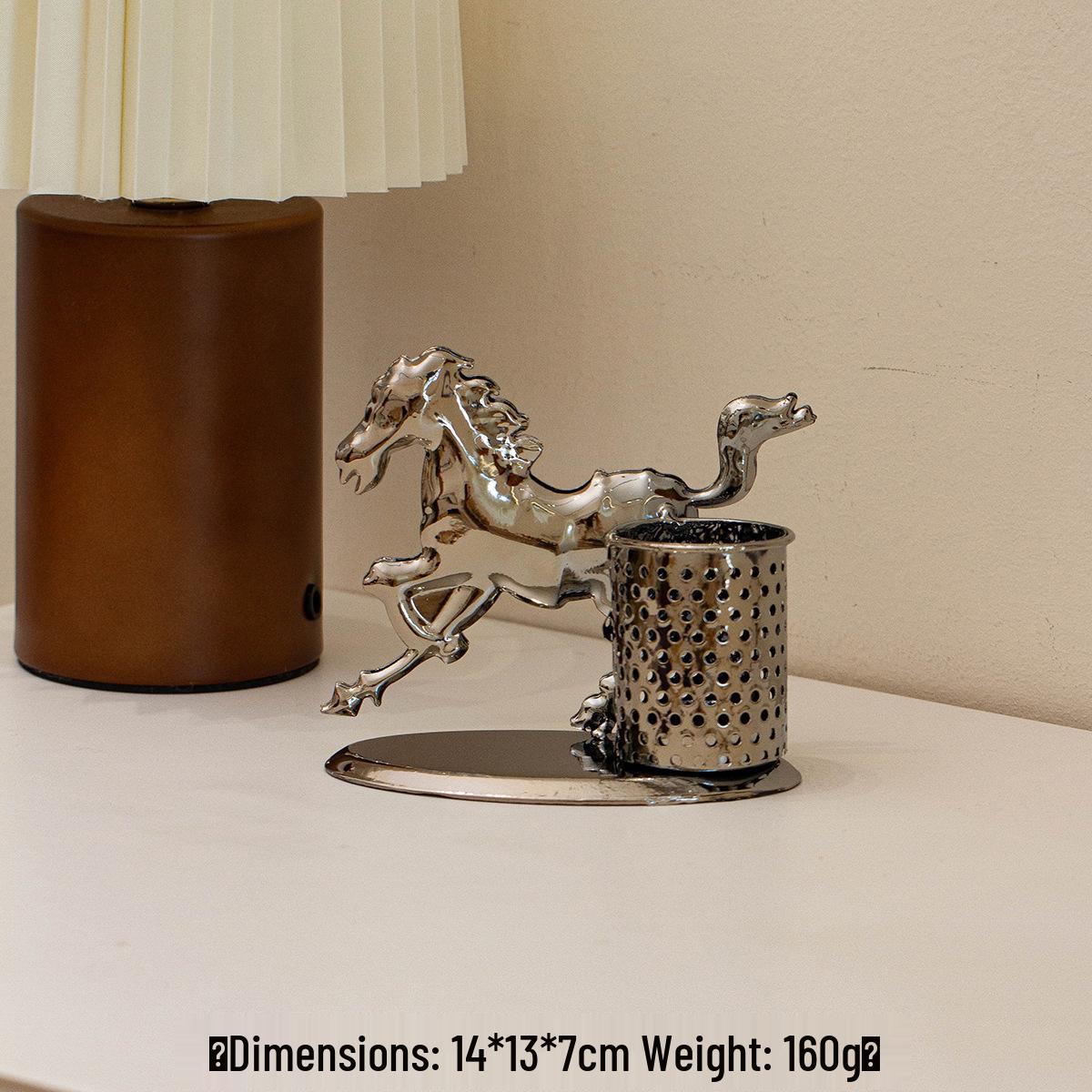 Success on Horseback: Metal Pen Holder Ornament for Home or Office Decor