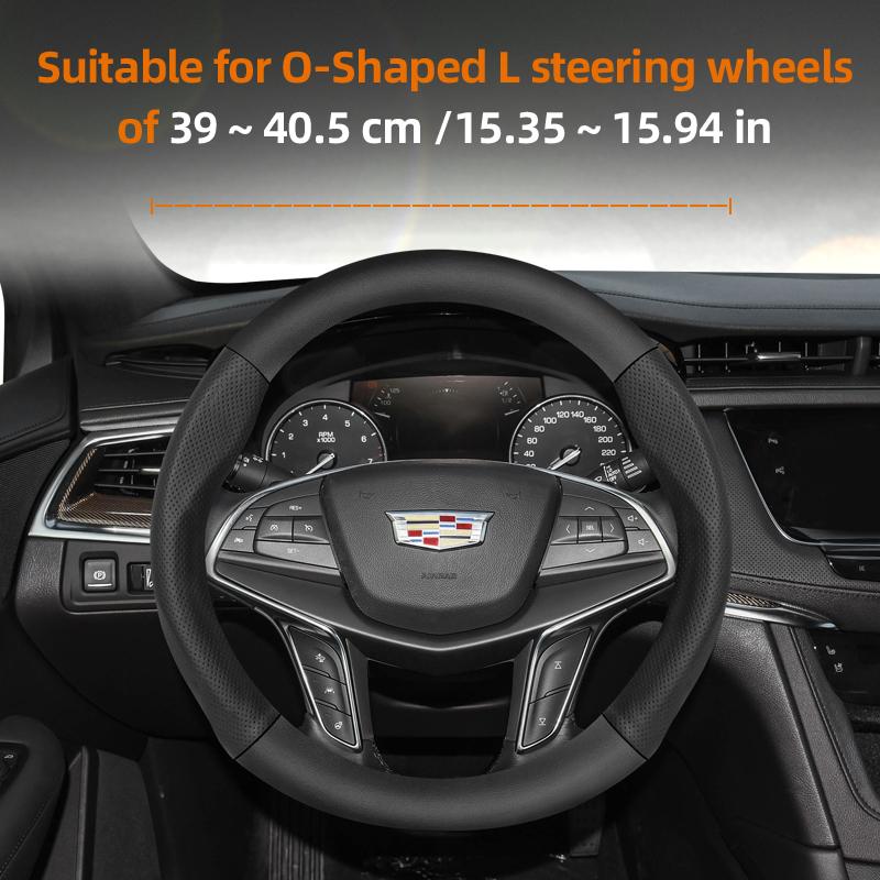 Suitable for Cadillac Breathable Hole Leather Matte Carbon Fiber Texture Steering Wheel Cover Suitable for Cts 2013 Ct4 Carbon Interior Ct5 Xt5 Xt4 X