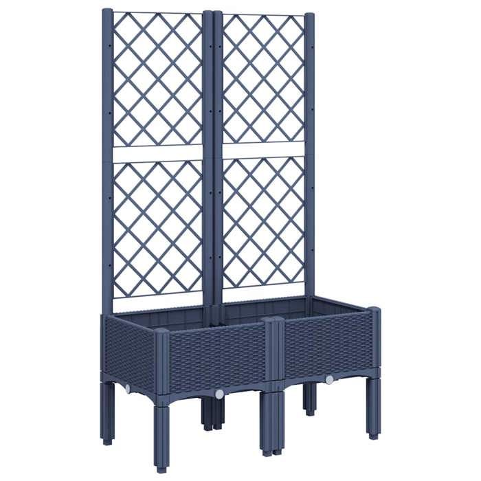 VidaXL Jardinière avec Treillis, Bac à Fleurs, Pot à Plantes, Boîte à Fleurs Jardin Terrasse Patio Extérieur, Bleu Gris 367921