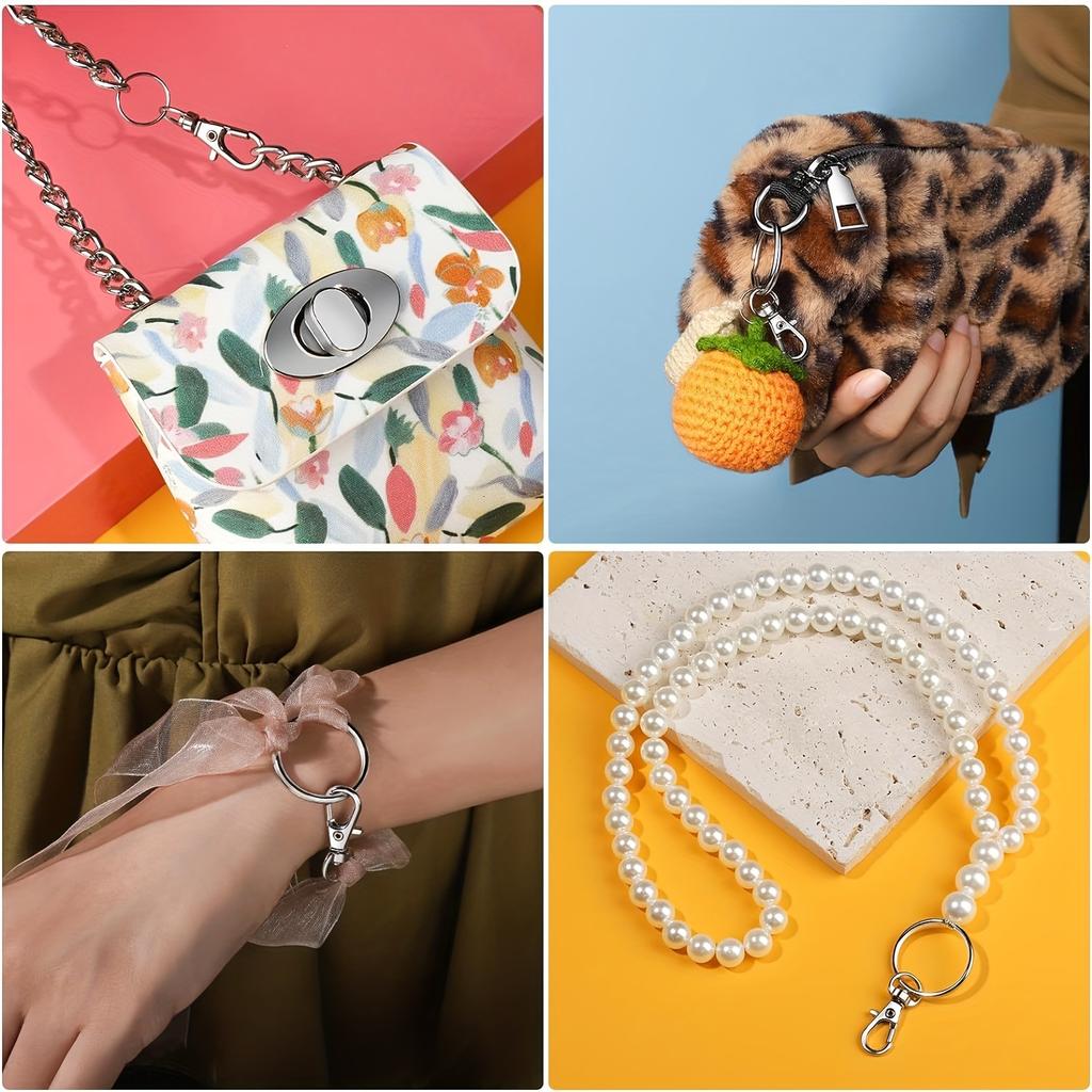 50 buc Aliaj de zinc clemă tip homar, breloc cu arc, cataramă rotativă, șnur de agățat, cataramă cu arc, inel pentru chei, artizanat, feronerie, accesorii pentru bagaje