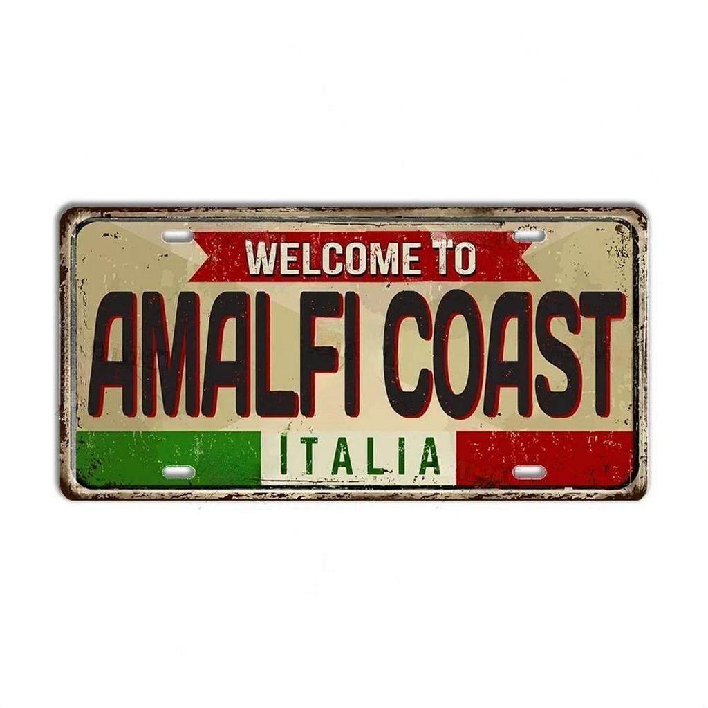 Mfoever Tin Italy License Plates for Wall Art Decoration Metal Tin Signs Vintage Tags Metal Automotive Signs For Cafe Bar Club Garage Pubs