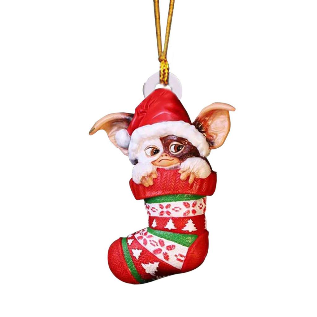 Gizmo Christmas Gremlins Fairy Acrylic Santa Hat Pendant Xmas Tree Hanging Decor