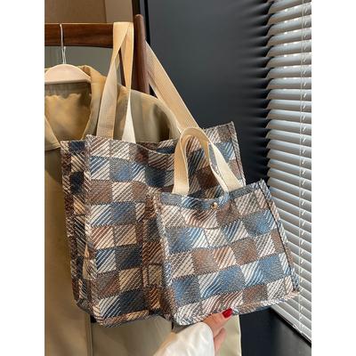 Canvas-Tasche, große Kapazität, Damen, Sommer, High-End-Mode, One-Shoulder-Achseltasche, College-Studenten-Pendler-Einkaufstasche