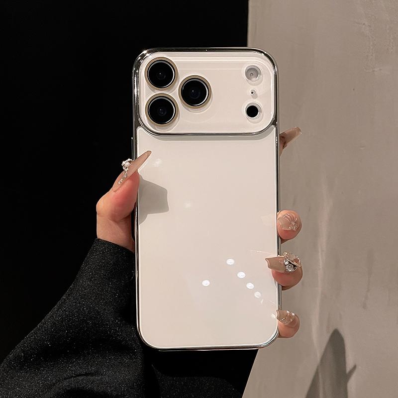 Luxury Tempered Glass Phone Case For iPhone 17 16 15 14 13 12 11 Pro Max Plus Crystal Lens Protection Plating Bumper Hard Cover